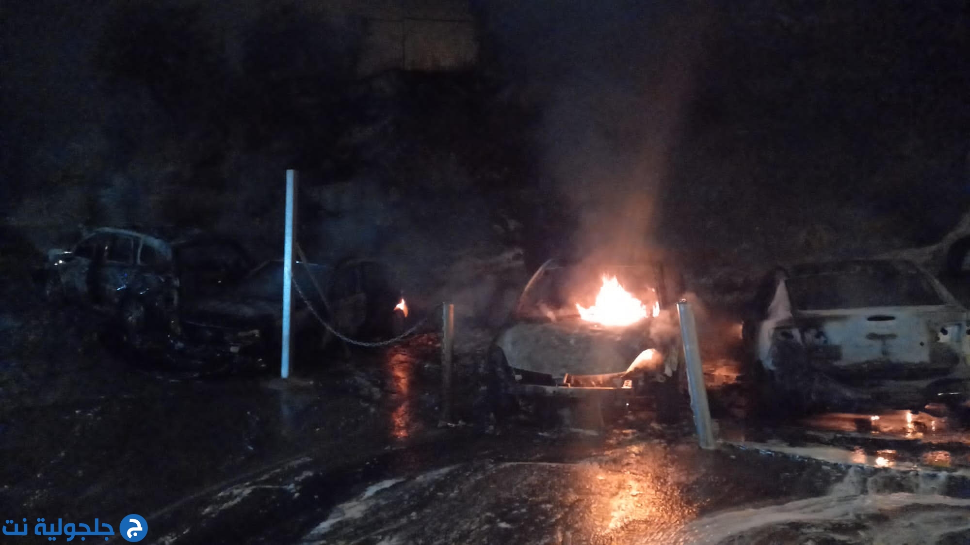 حريق 6 سيارات في سلوان شرقي القدس فجر اليوم 